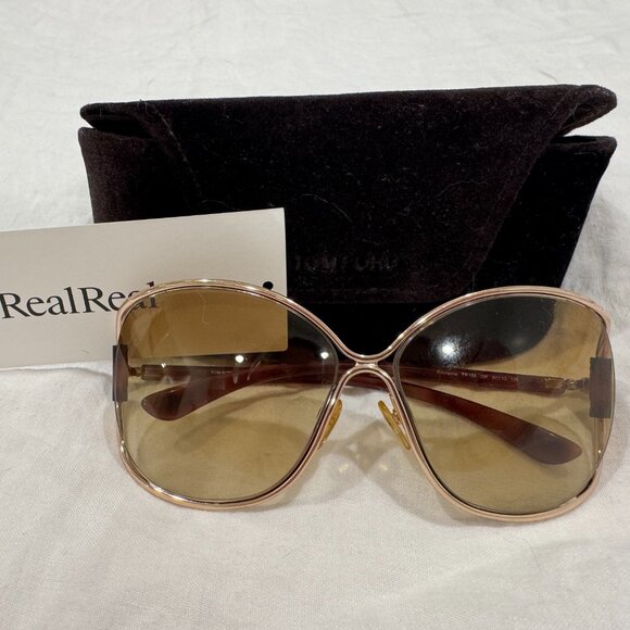 Tom Ford Emmeline Oversize Sunglasses, Gold in great condition